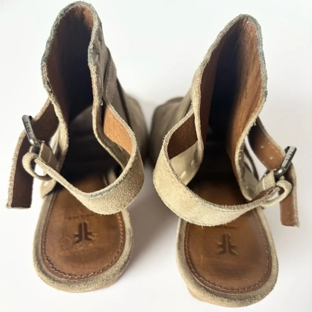 Frye‎ Dani Pickstitch Suede Peep Toe Heeled Sandals